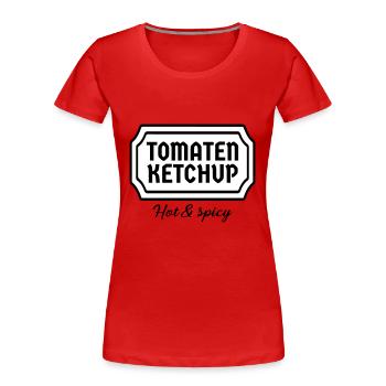 Ketchup Kostüm Tomatenketchup Etikett Karneval - Frauen Premium Bio T-Shirt - Rot - Vorne - Mia (176cm)