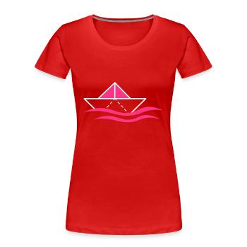 Bateau de papier sur les ondes - T-shirt bio Premium Femme - rouge - Devant - Mia (176cm)