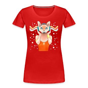 Lustiger Musik-Chat - Frauen Premium Bio T-Shirt - Rot - Vorne - Mia (176cm)