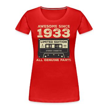 1933 Anniversaire Né En 1933 Vintage Rétro - T-shirt bio Premium Femme - rouge - Devant - Mia (176cm)