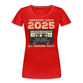 2025 Anniversaire Né en 2025 Vintage Rétro - T-shirt bio Premium Femme - rouge - Devant - Mia (176cm)