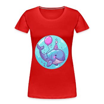 baleine anniversaire bébé - T-shirt bio Premium Femme - rouge - Devant - Mia (176cm)