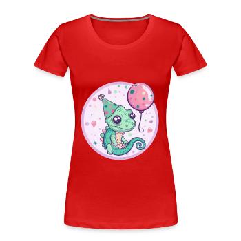 Caméléon Anniversaire Bébé - T-shirt bio Premium Femme - rouge - Devant - Mia (176cm)