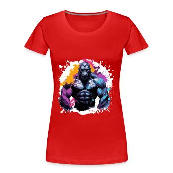 Gorille Bodybuilding Beast - T-shirt bio Premium Femme - rouge - Devant - Mia (176cm)