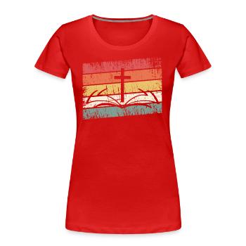 Jesus Christus - Christliches Shirt - Kreuz, Bibel - Frauen Premium Bio T-Shirt - Rot - Vorne - Mia (176cm)