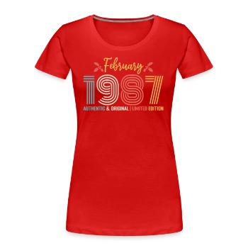Février 1987 anniversaire Février 1987 rétro - T-shirt bio Premium Femme - rouge - Devant - Mia (176cm)