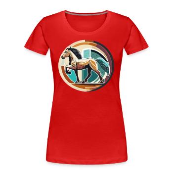 Cheval islandais - Graphique avec arrière-plan Variante 5 - T-shirt bio Premium Femme - rouge - Devant - Mia (176cm)