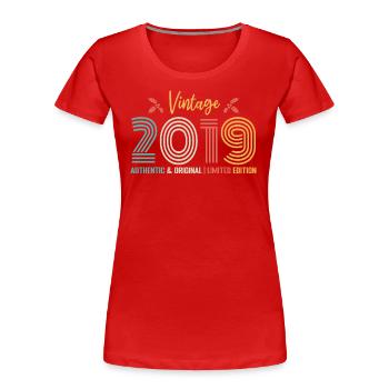Geburtstag 2019 Geburtstag 2019 Retro - Frauen Premium Bio T-Shirt - Rot - Vorne - Mia (176cm)