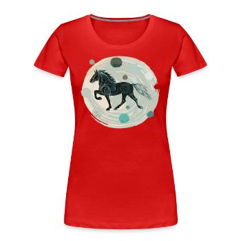 Cheval islandais - Graphique avec arrière-plan Variante 3 - T-shirt bio Premium Femme - rouge - Devant - Mia (176cm)