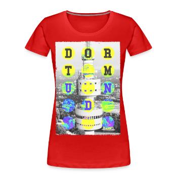 Dortmund Allemagne Ville Skyline Accueil Amour - T-shirt bio Premium Femme - rouge - Devant - Mia (176cm)