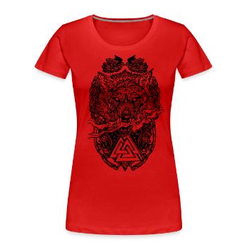Nordische Mythologie Fenrir Fenriswolf Wikinger - Frauen Premium Bio T-Shirt - Rot - Vorne - Mia (176cm)