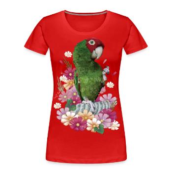 Perroquet à tête rouge - T-shirt bio Premium Femme - rouge - Devant - Mia (176cm)