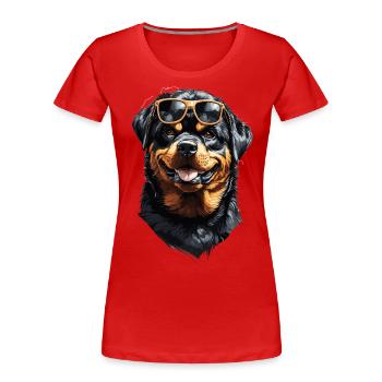 Cool Rottweiler Friend Companion Dogs Design - Women's Premium Organic T-Shirt - red - Front - Mia (176cm)