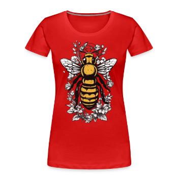 Ästhetisches Bienen Blumen Imker Honigliebhaber - Frauen Premium Bio T-Shirt - Rot - Vorne - Mia (176cm)