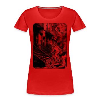 Image de bande dessinée de New York : un design distinctif pour les motards - T-shirt bio Premium Femme - rouge - Devant - Mia (176cm)