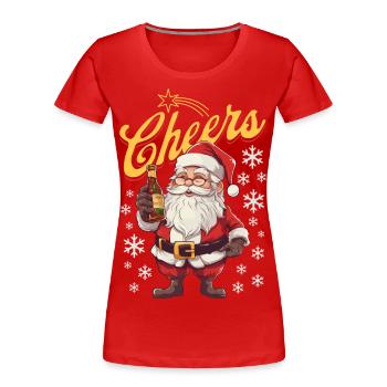 Santa Claus Liquor Rum Alcohol Beer Cheers - Women's Premium Organic T-Shirt - red - Front - Mia (176cm)