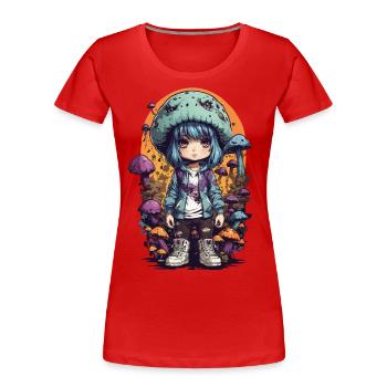 Fantasie Pilz Mädchen Kawaii Goth e-girl - Frauen Premium Bio T-Shirt - Rot - Vorne - Mia (176cm)