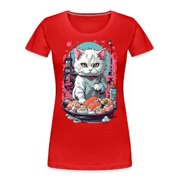 Style esthétique de chat Sushi Pastel gothique - T-shirt bio Premium Femme - rouge - Devant - Mia (176cm)