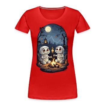 Kinder Halloween Lagerfeuer Mumien Cartoon - Frauen Premium Bio T-Shirt - Rot - Vorne - Mia (176cm)
