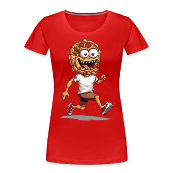 Monster Pizza Love Funny Party Design - Women's Premium Organic T-Shirt - red - Front - Mia (176cm)