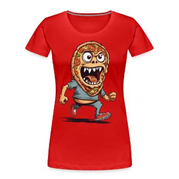 Monster Pizza Movie Night Halloween Funny Design - Women's Premium Organic T-Shirt - red - Front - Mia (176cm)
