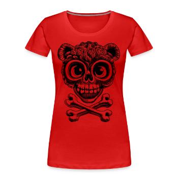 Chemise Punky Teddy Skull : Message provocateur - T-shirt bio Premium Femme - rouge - Devant - Mia (176cm)