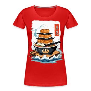 Asiatisches Essen Kanji Zeichen Aesthetic Design - Frauen Premium Bio T-Shirt - Rot - Vorne - Mia (176cm)