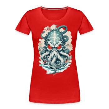 Yokai Tentakeln Seeungeheuer Dämon Vintage Japan - Frauen Premium Bio T-Shirt - Rot - Vorne - Mia (176cm)