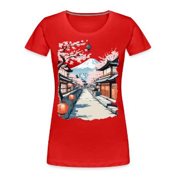 Tokio Retro Streetwear Japan Edo Zeit Ästhetik - Frauen Premium Bio T-Shirt - Rot - Vorne - Mia (176cm)