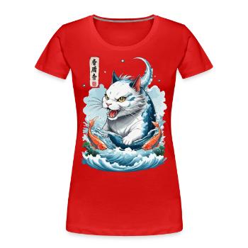 Japanische Katzen Monster Seeungeheuer Streetwear - Frauen Premium Bio T-Shirt - Rot - Vorne - Mia (176cm)