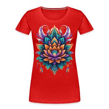 Fleur de vie Lotus spiritualité Design - T-shirt bio Premium Femme - rouge - Devant - Mia (176cm)