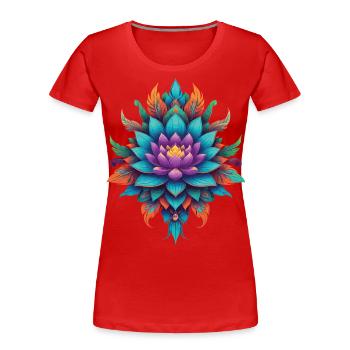 Spirituel Lotus Mandala plume Design - T-shirt bio Premium Femme - rouge - Devant - Mia (176cm)