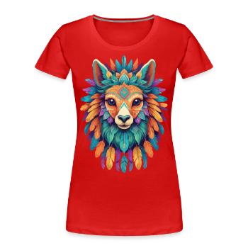 Lama Mandala Spirituel Festival Puissance Animal - T-shirt bio Premium Femme - rouge - Devant - Mia (176cm)