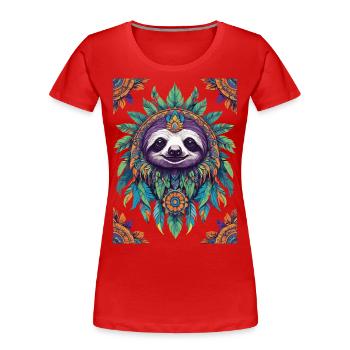 Paresseux spirituel Mandala Mardi Gras Festival - T-shirt bio Premium Femme - rouge - Devant - Mia (176cm)