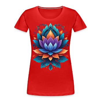 Mandala spirituel Lotus Zen Style esthétique - T-shirt bio Premium Femme - rouge - Devant - Mia (176cm)