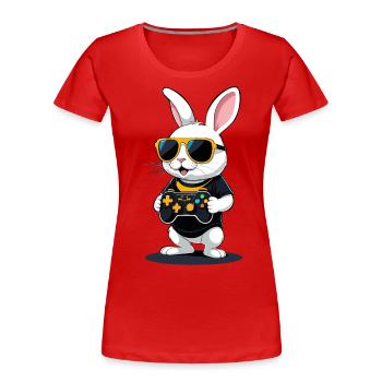 Osterhase Gamer & Gaming Streetwear Ikonisches - Frauen Premium Bio T-Shirt - Rot - Vorne - Mia (176cm)