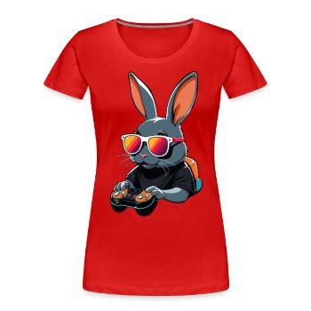 Osterhase Gamer & Gaming Streetwear Ikonisches - Frauen Premium Bio T-Shirt - Rot - Vorne - Mia (176cm)