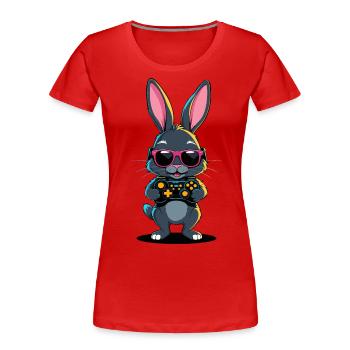 Osterhase Gamer Ikonisches Ostern Gaming - Frauen Premium Bio T-Shirt - Rot - Vorne - Mia (176cm)