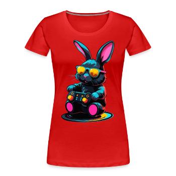 Osterhase Gamer Ikonisches Ostern Gaming - Frauen Premium Bio T-Shirt - Rot - Vorne - Mia (176cm)
