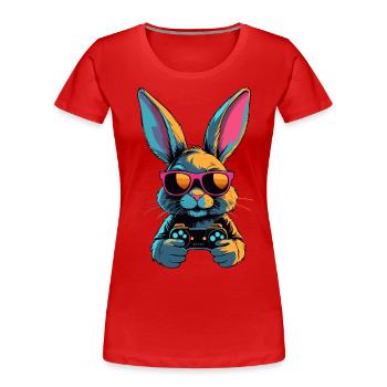 Osterhase Gamer & Gaming Streetwear Ikonisches - Frauen Premium Bio T-Shirt - Rot - Vorne - Mia (176cm)
