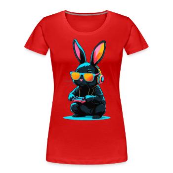 Osterhase Gamer & Gaming Streetwear Ikonisches - Frauen Premium Bio T-Shirt - Rot - Vorne - Mia (176cm)