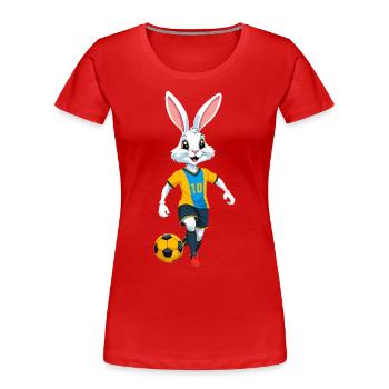 Osterhase Fußballspieler Ostern Fußball Design - Frauen Premium Bio T-Shirt - Rot - Vorne - Mia (176cm)