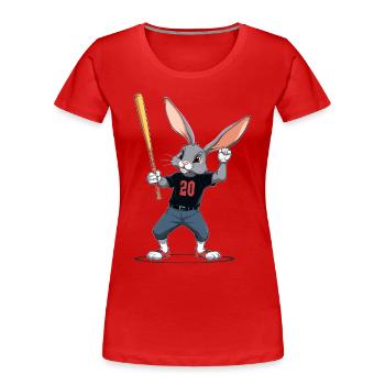 Baseballspieler Osterhase & Ostern Baseball - Frauen Premium Bio T-Shirt - Rot - Vorne - Mia (176cm)