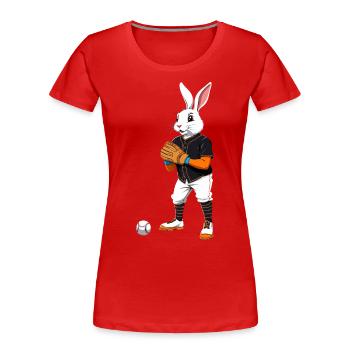 Baseballspieler Osterhase und Ostern Baseball im - Frauen Premium Bio T-Shirt - Rot - Vorne - Mia (176cm)