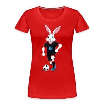 Osterhase Fußballspieler Ostern Fußball Design - Frauen Premium Bio T-Shirt - Rot - Vorne - Mia (176cm)