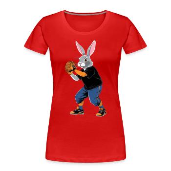 Baseballspieler Osterhase Ostern Baseball - Frauen Premium Bio T-Shirt - Rot - Vorne - Mia (176cm)