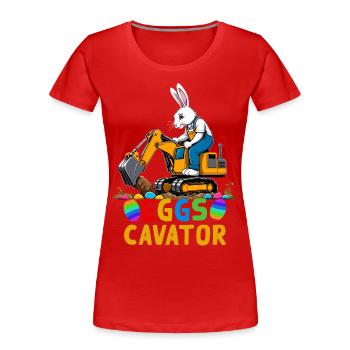 Lustiger Ostern Spruch Osterhase Baggerfahrer - Frauen Premium Bio T-Shirt - Rot - Vorne - Mia (176cm)
