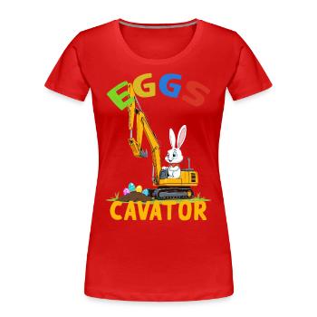 Lustiger Ostern Spruch Osterhase Baggerfahrer - Frauen Premium Bio T-Shirt - Rot - Vorne - Mia (176cm)