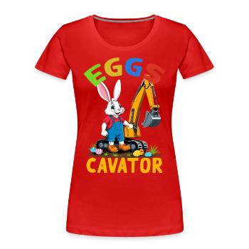 Lustiger Ostern Spruch Osterhase Baggerfahrer - Frauen Premium Bio T-Shirt - Rot - Vorne - Mia (176cm)
