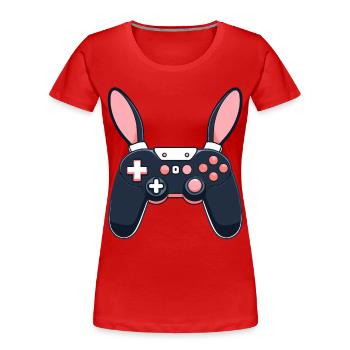 Osterhase Gamer und Gaming Streetwear Design - Frauen Premium Bio T-Shirt - Rot - Vorne - Mia (176cm)